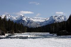 35 Icy Bow River And Mount Inglismaldie, Mount Girouard And Mount Peechee From Banff Bow Falls In Winter